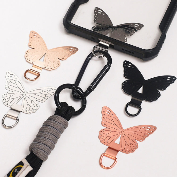 Butterfly Metal Mobile Phone Lanyard Fixing Gasket(Black) - Lanyards & Wrist Straps by PMc TechLife | Online Shopping South Africa | PMc TechLife | Buy Now Pay Later Mobicred