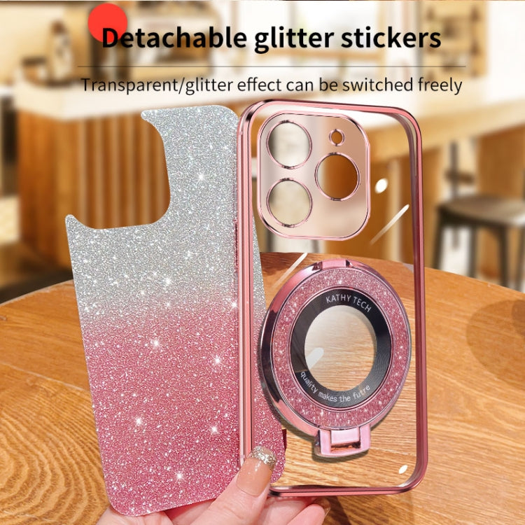 For Tecno Spark Go 2024 Plated Gradient Glitter Round Holder TPU Phone Case(Purple) - Tecno Cases by PMC Jewellery | Online Shopping South Africa | PMC Jewellery | Buy Now Pay Later Mobicred