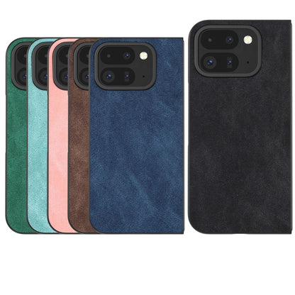 For Google Pixel 9 Pro Fold Black Frame PU Leather Full Coverage Phone Case(Coffee) - Google Cases by PMC Jewellery | Online Shopping South Africa | PMC Jewellery | Buy Now Pay Later Mobicred