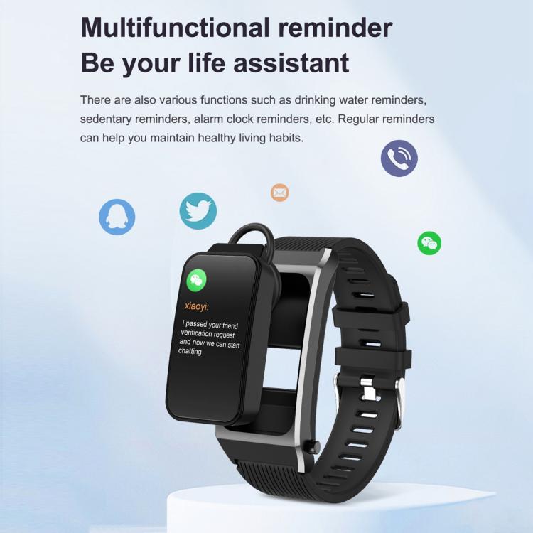 B7 Pro 1.5 inch 2 in 1 Bluetooth Earphone Silicone Strap Smart Watch, Support Heart Rate / Sleep Monitoring(Black) - free shipping - PMC TechLife - Order now!