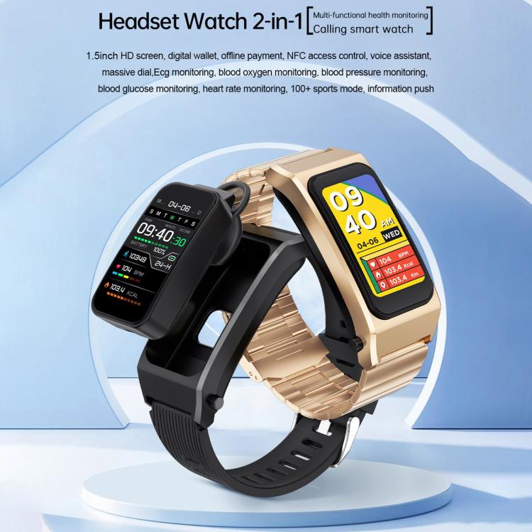 B7 Pro 1.5 inch 2 in 1 Bluetooth Earphone Silicone Strap Smart Watch, Support Heart Rate / Sleep Monitoring(Black) - free shipping - PMC TechLife - Order now!
