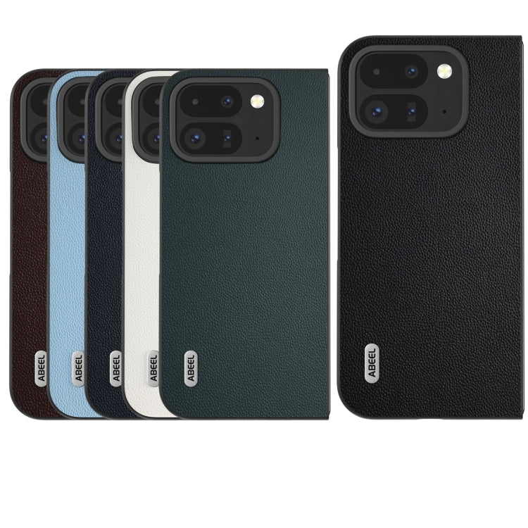 For Google Pixel 9 Pro Fold ABEEL Genuine Leather Elegant Black Edge Phone Case(Black) - Google Cases by PMC TechLife | Online Shopping South Africa | PMC TechLife | Buy Now Pay Later Mobicred