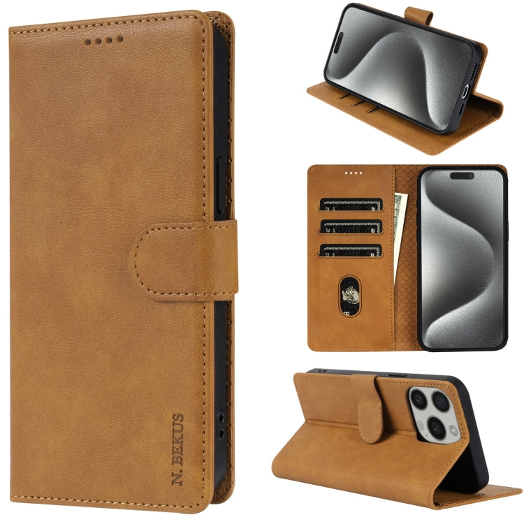 For iPhone 16 Pro N.BEKUS CSJ-P1 Solid Color Leather Phone Case(Brown) - iPhone 16 Pro Cases by N.BEKUS | Online Shopping South Africa | PMC Jewellery | Buy Now Pay Later Mobicred