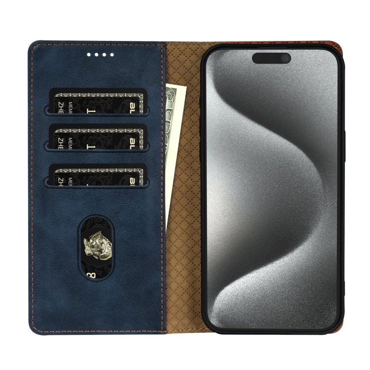 For iPhone 16e N.BEKUS CSJ-P1 Solid Color Leather Phone Case(Blue) - iPhone 16e Cases by N.BEKUS | Online Shopping South Africa | PMC TechLife | Buy Now Pay Later Mobicred