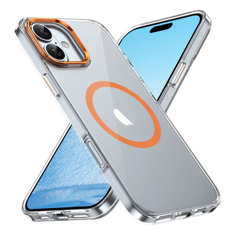 For iPhone 16 Ice Feel HD Transparent MagSafe PC Full Coverage Phone Case(Orange) - iPhone 16 Cases by PMC Jewellery | Online Shopping South Africa | PMC Jewellery | Buy Now Pay Later Mobicred