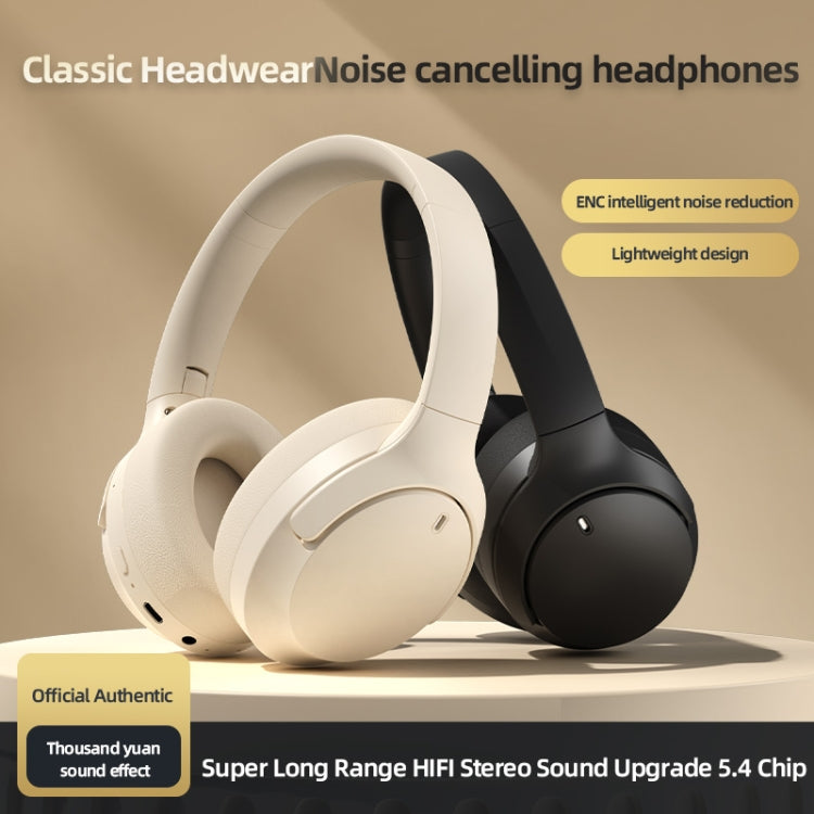 NC10 ANC Active Noise Reduction Head-mounted Bluetooth Earphone(Beige) - Headset & Headphone by PMC Jewellery | Online Shopping South Africa | PMC Jewellery | Buy Now Pay Later Mobicred