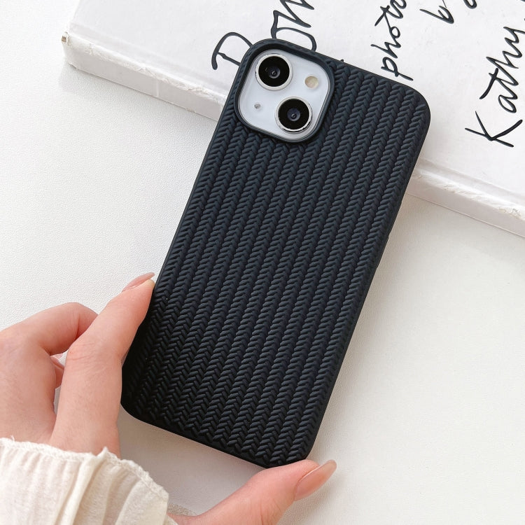 For iPhone 16 Plus Weave Texture TPU Phone Case(Black) - iPhone 16 Plus Cases by PMC TechLife | Online Shopping South Africa | PMC TechLife | Buy Now Pay Later Mobicred
