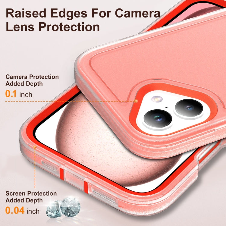 For iPhone 16 Rugged PC + Silicone Phone Case with Holder(Transparent+Orange) - iPhone 16 Cases by PMC TechLife | Online Shopping South Africa | PMC TechLife | Buy Now Pay Later Mobicred