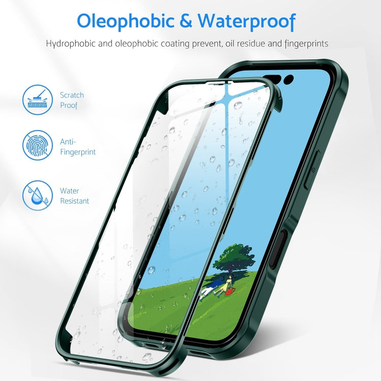 For iPhone 16 Pro Double-sided Plastic Glass Phone Protective Case(Dark Green) - iPhone 16 Pro Cases by PMC TechLife | Online Shopping South Africa | PMC TechLife | Buy Now Pay Later Mobicred