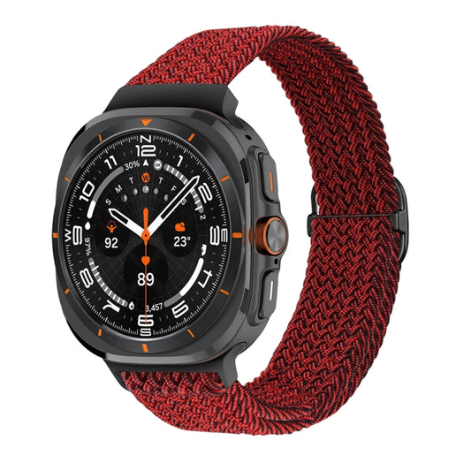 For Samsung Galaxy Watch Ultra 47mm Slide Buckle Nylon Braided Watch Band(Black Sand Red) - Watch Bands by PMC Jewellery | Online Shopping South Africa | PMC Jewellery | Buy Now Pay Later Mobicred