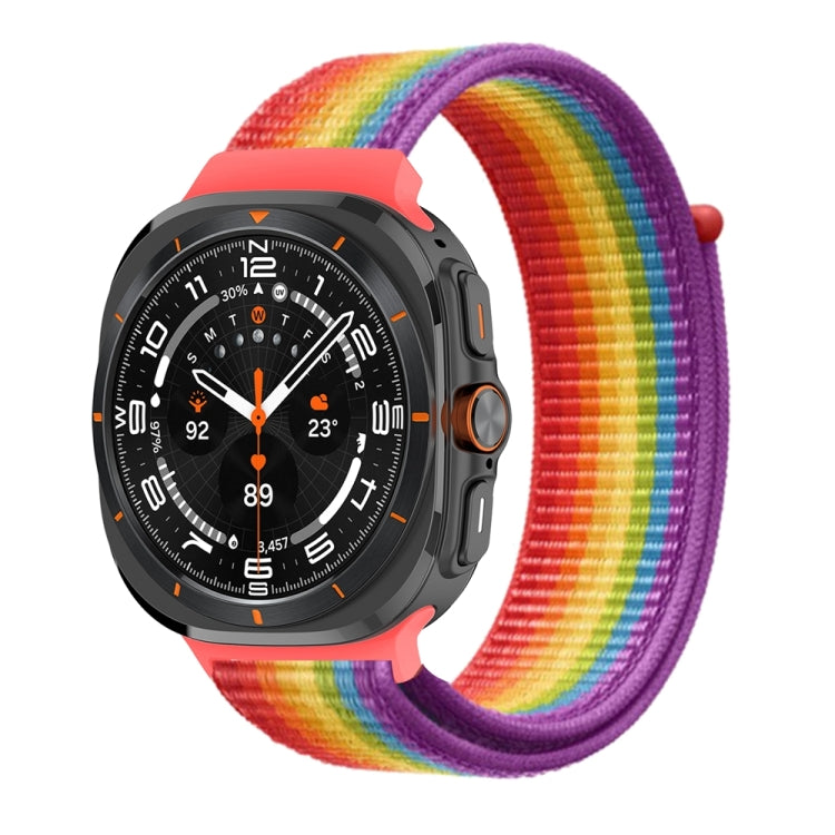 For Samsung Galaxy Watch Ultra 47mm Plastic Connector Nylon Loop Watch Band(Rainbow) - Watch Bands by PMC Jewellery | Online Shopping South Africa | PMC Jewellery | Buy Now Pay Later Mobicred