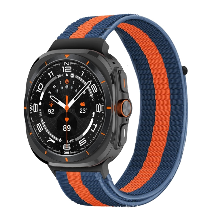 For Samsung Galaxy Watch Ultra 47mm Plastic Connector Nylon Loop Watch Band(Blue Orange Blue) - Watch Bands by PMC Jewellery | Online Shopping South Africa | PMC Jewellery | Buy Now Pay Later Mobicred