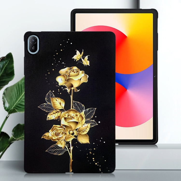 For Huawei MatePad SE 11 2024 Color Painting Pattern Smart Tablet TPU Case(Golden Rose) - Huawei by PMC Jewellery | Online Shopping South Africa | PMC Jewellery | Buy Now Pay Later Mobicred