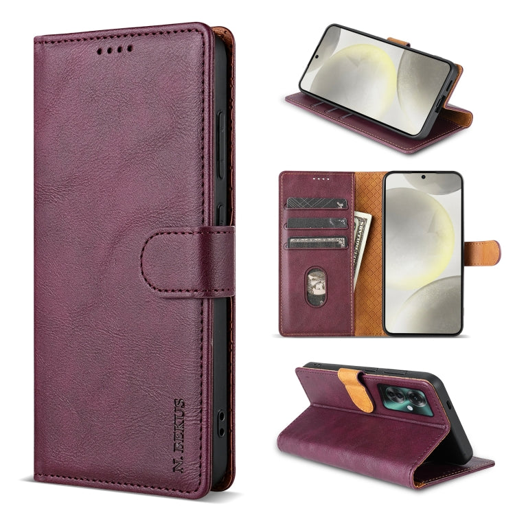 For OPPO Reno11 F 5G N.BEKUS CSJ-P1 Solid Color Leather Phone Case(Wine Red) - Reno11 F Cases by N.BEKUS | Online Shopping South Africa | PMC Jewellery | Buy Now Pay Later Mobicred