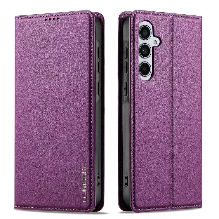 For Samsung Galaxy S24 FE 5G LC.IMEEKE L1 Series Frosted Fine Texture PU Phone Case(Purple) - Galaxy S24 FE 5G Cases by LC.IMEEKE | Online Shopping South Africa | PMC Jewellery | Buy Now Pay Later Mobicred