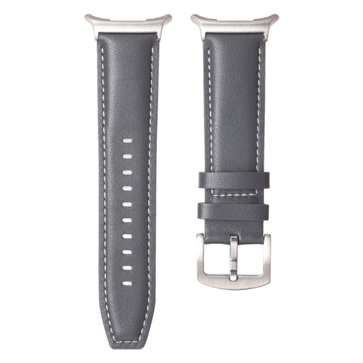 For Samsung Galaxy Watch Ultra 47mm Plain Genuine Leather Watch Band(Grey) - Watch Bands by PMC TechLife | Online Shopping South Africa | PMC TechLife | Buy Now Pay Later Mobicred
