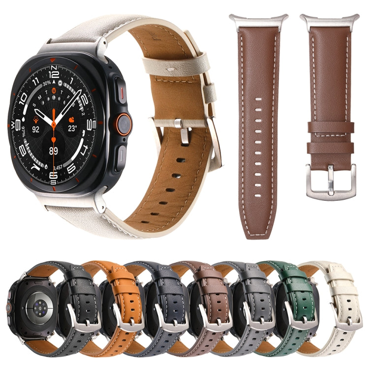 For Samsung Galaxy Watch Ultra 47mm Plain Genuine Leather Watch Band(Black) - Watch Bands by PMC TechLife | Online Shopping South Africa | PMC TechLife | Buy Now Pay Later Mobicred