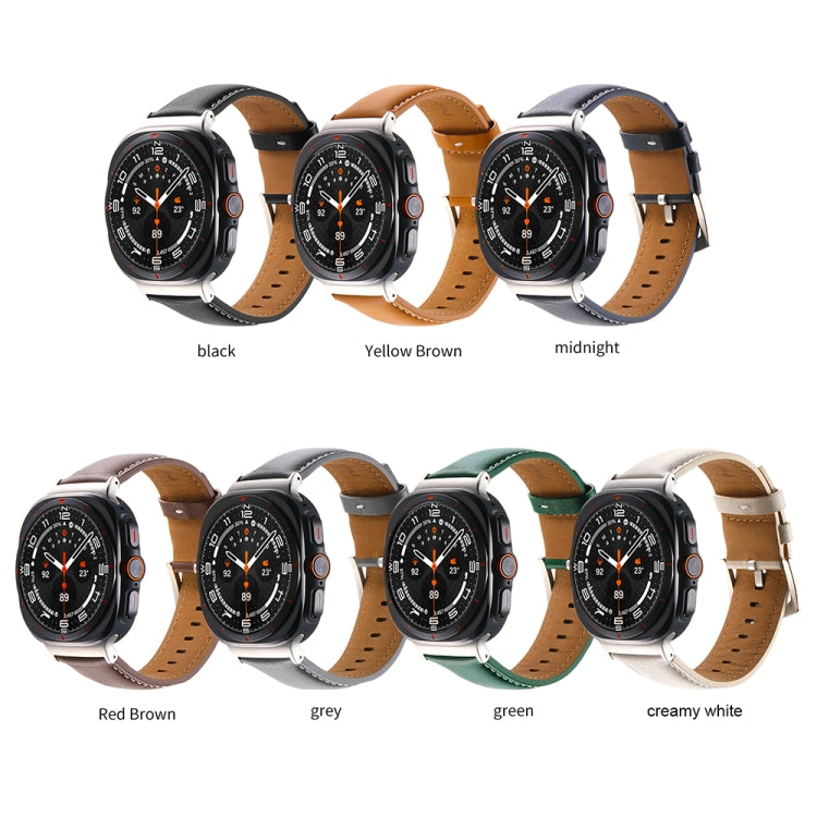 For Samsung Galaxy Watch Ultra 47mm Plain Genuine Leather Watch Band(Black) - Watch Bands by PMC TechLife | Online Shopping South Africa | PMC TechLife | Buy Now Pay Later Mobicred