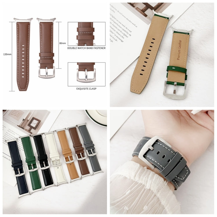 For Samsung Galaxy Watch Ultra 47mm Plain Genuine Leather Watch Band(Red Brown) - Watch Bands by PMC TechLife | Online Shopping South Africa | PMC TechLife | Buy Now Pay Later Mobicred