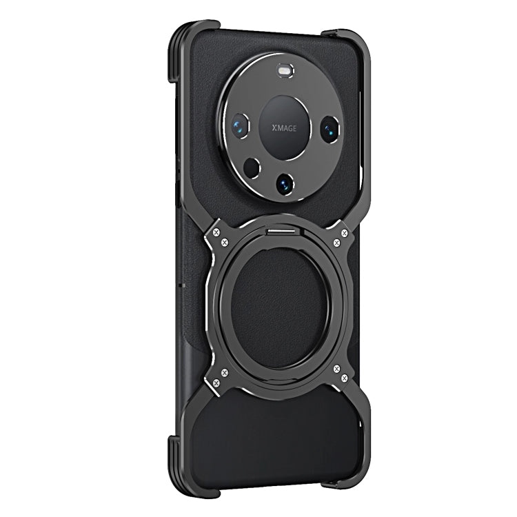 For Huawei Mate 60 Pro Mechanical Arm Borderless MagSafe Holder Metal Phone Case(Black Silver) - Huawei Cases by PMC TechLife | Online Shopping South Africa | PMC TechLife | Buy Now Pay Later Mobicred