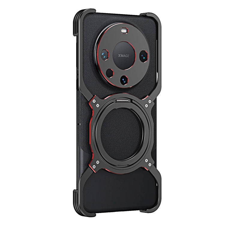 For Huawei Mate 60 Pro+ Mechanical Arm Borderless MagSafe Holder Metal Phone Case(Black Red) - Huawei Cases by PMC TechLife | Online Shopping South Africa | PMC TechLife | Buy Now Pay Later Mobicred