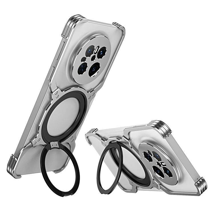 For Huawei Mate 70 Mechanical Arm Borderless MagSafe Holder Metal Phone Case(Silver) - Huawei Cases by PMC TechLife | Online Shopping South Africa | PMC TechLife | Buy Now Pay Later Mobicred