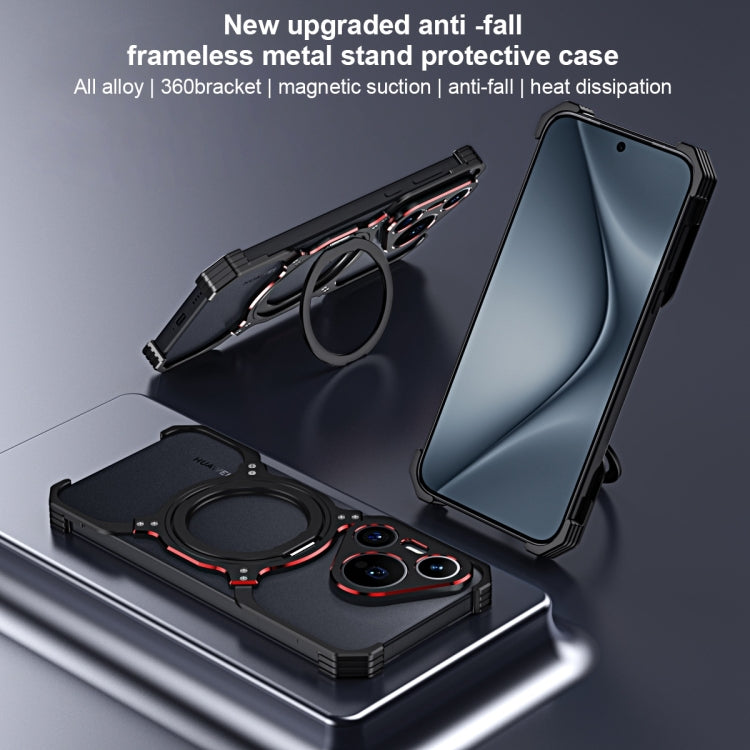 For Huawei Mate 60 Pro Mechanical Arm Borderless MagSafe Holder Metal Phone Case(Silver) - Huawei Cases by PMC TechLife | Online Shopping South Africa | PMC TechLife | Buy Now Pay Later Mobicred