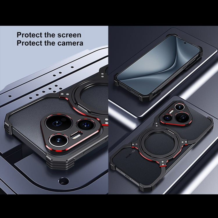 For Huawei Mate 60 Pro Mechanical Arm Borderless MagSafe Holder Metal Phone Case(Black Blue) - Huawei Cases by PMC TechLife | Online Shopping South Africa | PMC TechLife | Buy Now Pay Later Mobicred