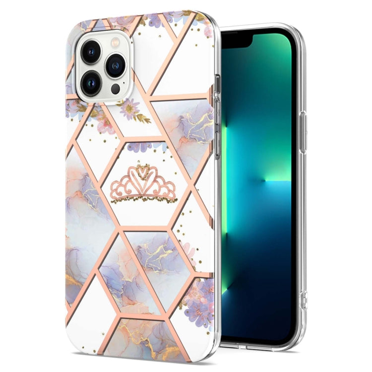 For iPhone 16 Pro Splicing Marble Flower IMD TPU Phone Case(Crown) - free shipping - PMC TechLife - Order now!