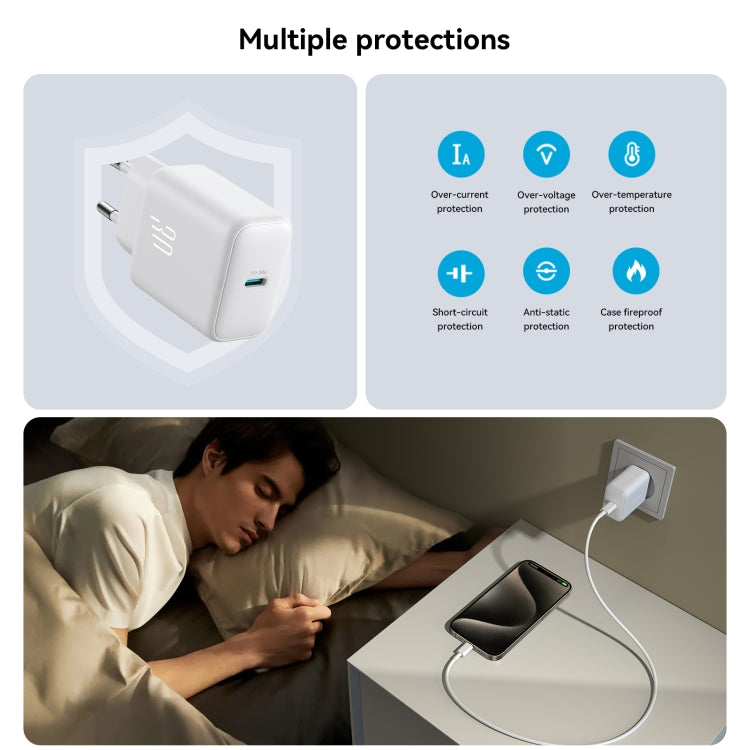 JOYROOM JR-TCF24 30W USB-C / Type-C Fast Charger with Cable Set, Specification:EU Plug(White) - USB Charger by JOYROOM | Online Shopping South Africa | PMC TechLife | Buy Now Pay Later Mobicred