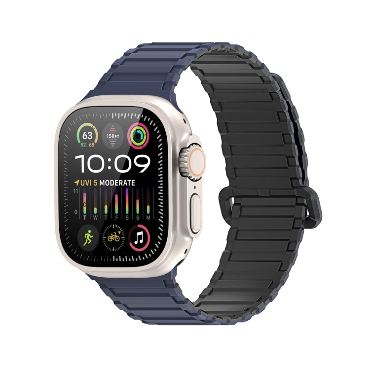 For Apple Watch SE 2022 44mm DUX DUCIS KJ Series Magnetic Buckle Silicone Watch Band(Black Blue) - Watch Bands by DUX DUCIS | Online Shopping South Africa | PMC Jewellery | Buy Now Pay Later Mobicred