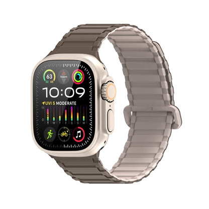 For Apple Watch SE 2022 44mm DUX DUCIS KJ Series Magnetic Buckle Silicone Watch Band(Brown Grey) - Watch Bands by DUX DUCIS | Online Shopping South Africa | PMC Jewellery | Buy Now Pay Later Mobicred