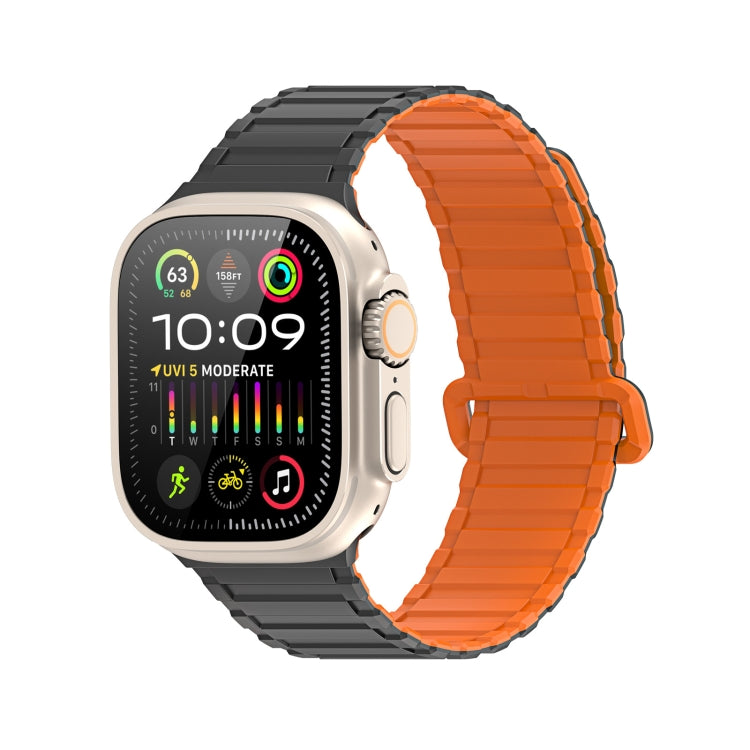 For Apple Watch Series 6 44mm DUX DUCIS KJ Series Magnetic Buckle Silicone Watch Band(Black Orange) - Watch Bands by DUX DUCIS | Online Shopping South Africa | PMC Jewellery | Buy Now Pay Later Mobicred