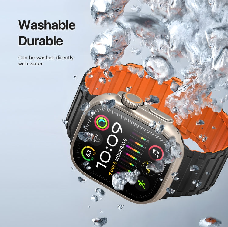 For Apple Watch Series 6 44mm DUX DUCIS KJ Series Magnetic Buckle Silicone Watch Band(Black Orange) - Watch Bands by DUX DUCIS | Online Shopping South Africa | PMC Jewellery | Buy Now Pay Later Mobicred