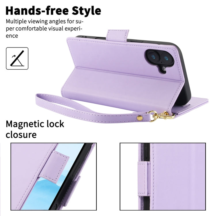 For iPhone 16 Plus Side Buckle RFID Anti-theft Leather Phone Case(Light Purple) - iPhone 16 Plus Cases by PMC TechLife | Online Shopping South Africa | PMC TechLife | Buy Now Pay Later Mobicred