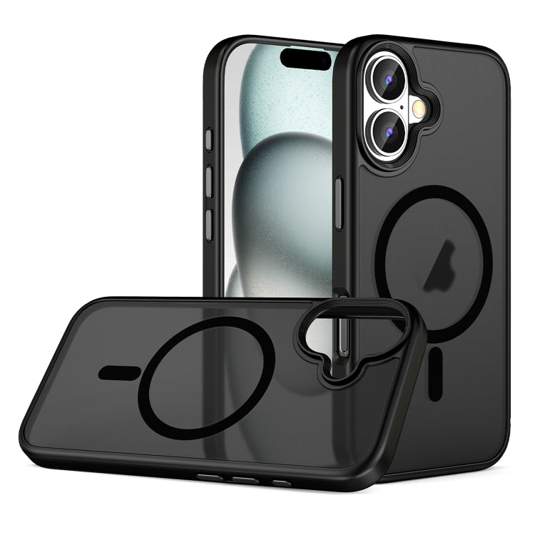 For iPhone 16 Plus Skin Feel Frosted MagSafe Magnetic Phone Case(Transparent Black) - iPhone 16 Plus Cases by PMC Jewellery | Online Shopping South Africa | PMC Jewellery | Buy Now Pay Later Mobicred