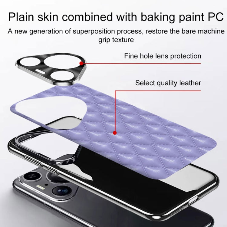 For Huawei Pura 70 Silver Edge Rhombic Texture PU Leather Phone Case(Purple) - free shipping - PMC Jewellery - Order now!