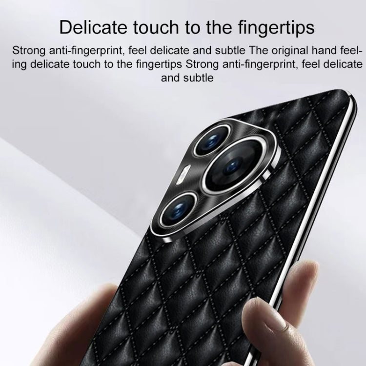 For Huawei Pura 70 Silver Edge Rhombic Texture PU Leather Phone Case(Pink) - Huawei Cases by PMC Jewellery | Online Shopping South Africa | PMC Jewellery | Buy Now Pay Later Mobicred