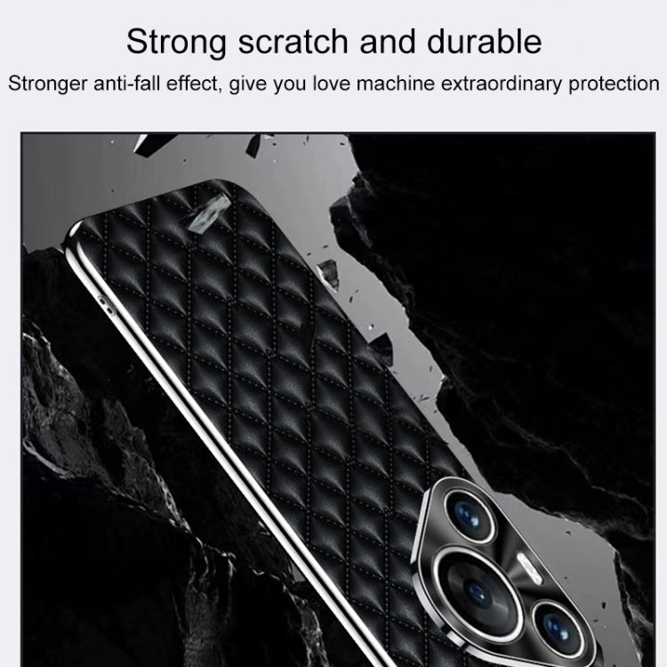 For Huawei Pura 70 Silver Edge Rhombic Texture PU Leather Phone Case(Purple) - free shipping - PMC Jewellery - Order now!
