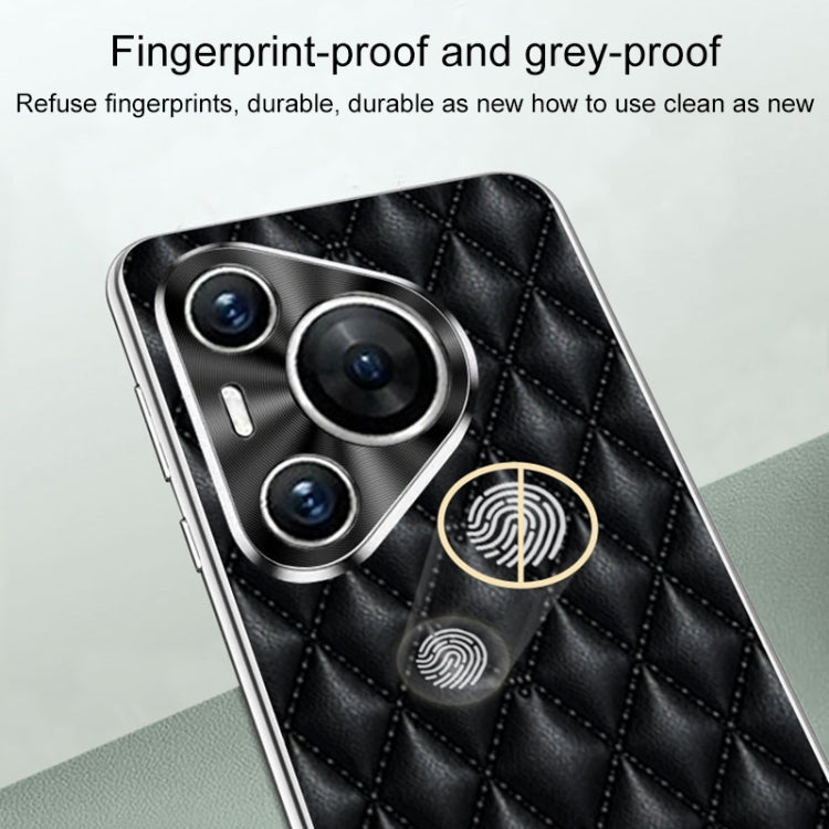 For Huawei Pura 70 Silver Edge Rhombic Texture PU Leather Phone Case(Pink) - Huawei Cases by PMC Jewellery | Online Shopping South Africa | PMC Jewellery | Buy Now Pay Later Mobicred