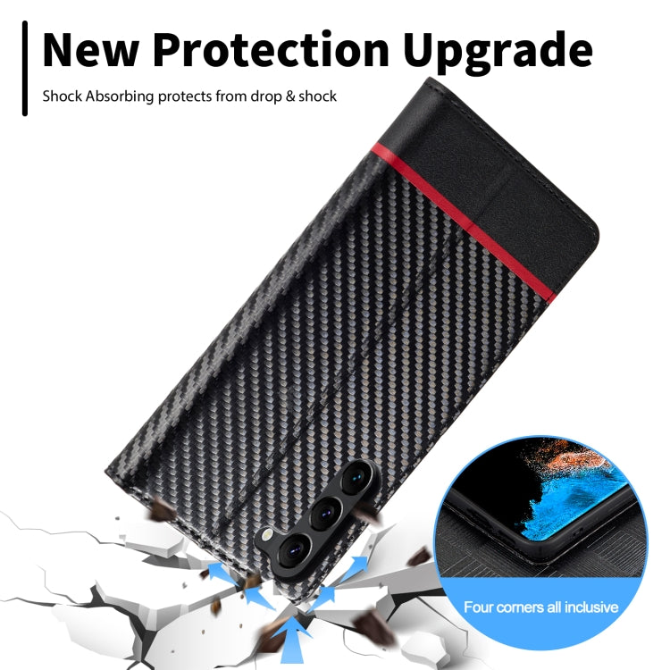 For Samsung Galaxy S25+ 5G LC.IMEEKE Carbon Fiber Leather Phone Case(Horizontal Black) - free shipping - PMC Jewellery - Order now!