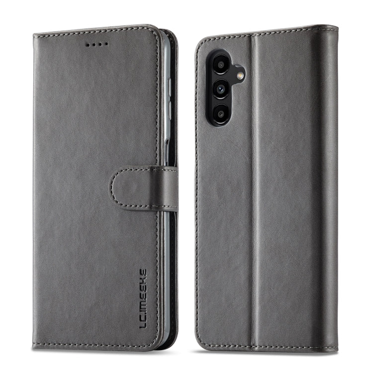 For Samsung Galaxy S24 FE 5G LC.IMEEKE Calf Texture Leather Phone Case(Grey) - Galaxy S24 FE 5G Cases by LC.IMEEKE | Online Shopping South Africa | PMC Jewellery | Buy Now Pay Later Mobicred