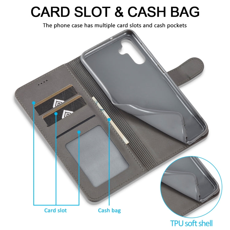 For Samsung Galaxy S24 FE 5G LC.IMEEKE Calf Texture Leather Phone Case(Grey) - free shipping - PMC Jewellery - Order now!