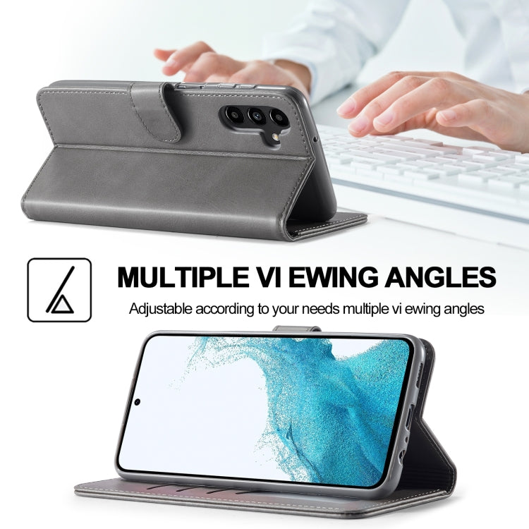 For Samsung Galaxy S24 FE 5G LC.IMEEKE Calf Texture Leather Phone Case(Grey) - free shipping - PMC Jewellery - Order now!