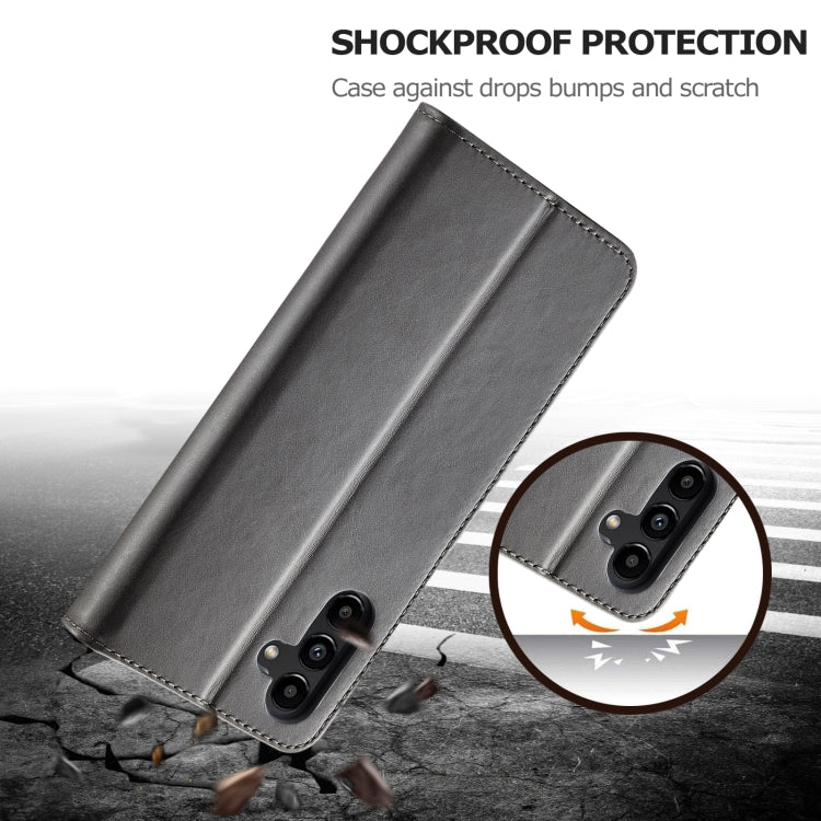 For Samsung Galaxy S24 FE 5G LC.IMEEKE Calf Texture Leather Phone Case(Grey) - free shipping - PMC Jewellery - Order now!