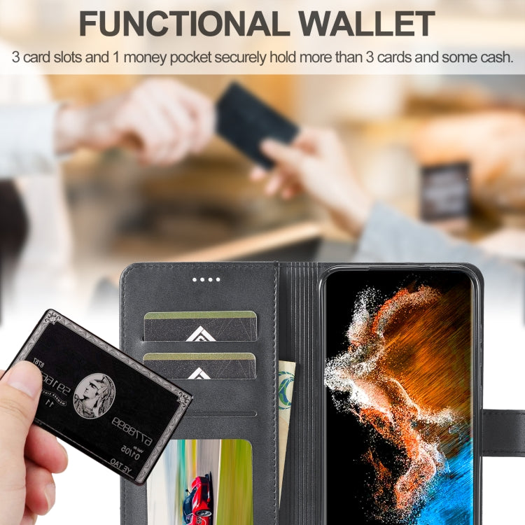 For Samsung Galaxy S25+ 5G LC.IMEEKE Calf Texture Leather Phone Case(Black) - Galaxy S25+ 5G Cases by LC.IMEEKE | Online Shopping South Africa | PMC Jewellery | Buy Now Pay Later Mobicred
