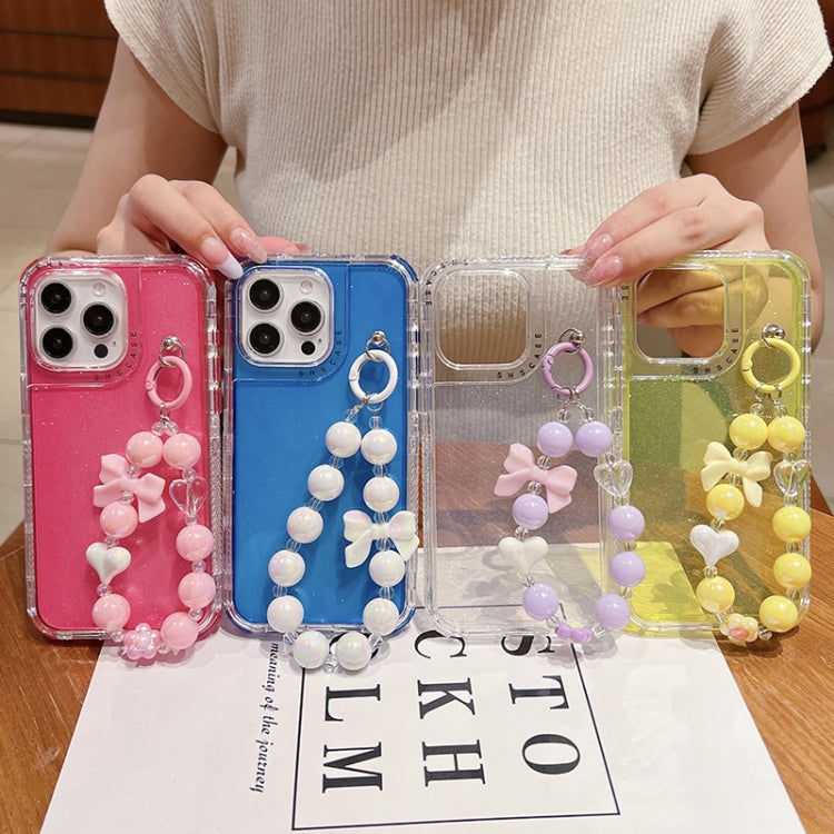 For iPhone 16 Pro TPU + PC + Glitter Sequins Full Coverage Phone Case with Bracelet(Yellow) - iPhone 16 Pro Cases by PMC TechLife | Online Shopping South Africa | PMC TechLife | Buy Now Pay Later Mobicred