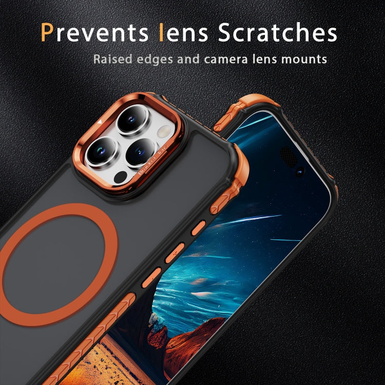 For iPhone 16 Pro Max Rainbow Series Skin Feel MagSafe Lens Holder Phone Case(Orange) - iPhone 16 Pro Max Cases by PMC TechLife | Online Shopping South Africa | PMC TechLife | Buy Now Pay Later Mobicred