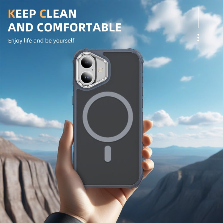 For iPhone 16 Plus Rainbow Series Skin Feel MagSafe Lens Holder Phone Case(Grey) - iPhone 16 Plus Cases by PMC TechLife | Online Shopping South Africa | PMC TechLife | Buy Now Pay Later Mobicred