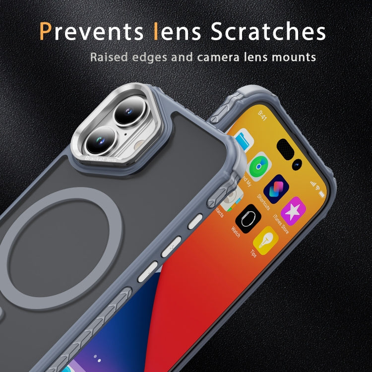 For iPhone 16 Plus Rainbow Series Skin Feel MagSafe Lens Holder Phone Case(Grey) - iPhone 16 Plus Cases by PMC TechLife | Online Shopping South Africa | PMC TechLife | Buy Now Pay Later Mobicred